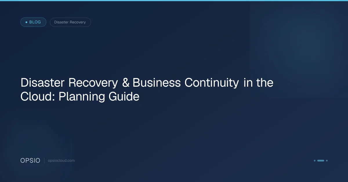 Disaster Recovery & Business Continuity in the Cloud | Opsio