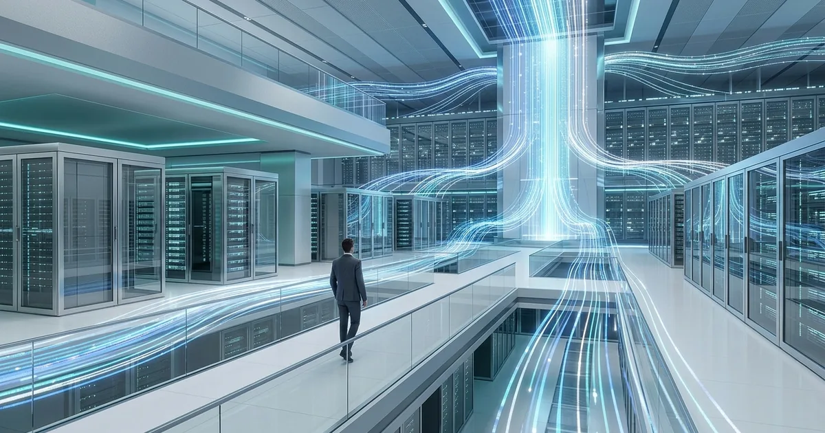 Modern molnteknik-illustration som visar aws-inspired cloud architecture – kopplat till bemästra aws managerade molntjänster