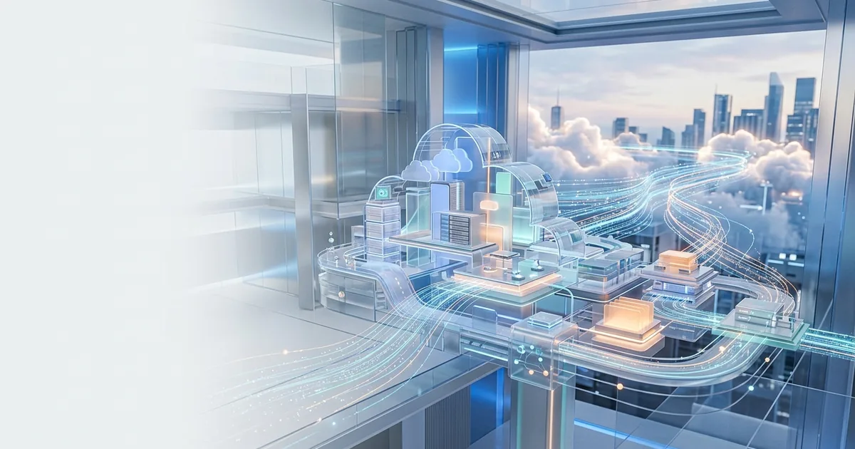 Modern molnteknik-illustration som visar aws-inspired cloud architecture – kopplat till din managerade aws-strategi 2026