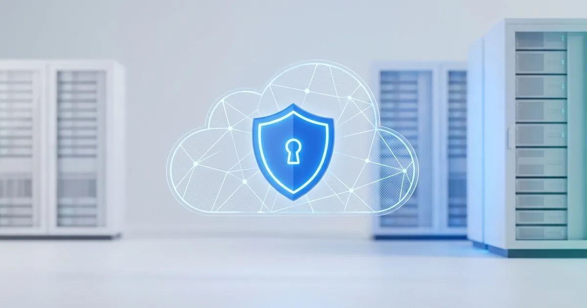 Modern molnteknik-illustration som visar cybersecurity and data protection – kopplat till it vs ot-säkerhet