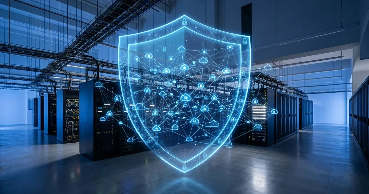 Digitalt skyddsvisualisering med sammankopplade molnnoder och säkerhetslås i modernt datacenter