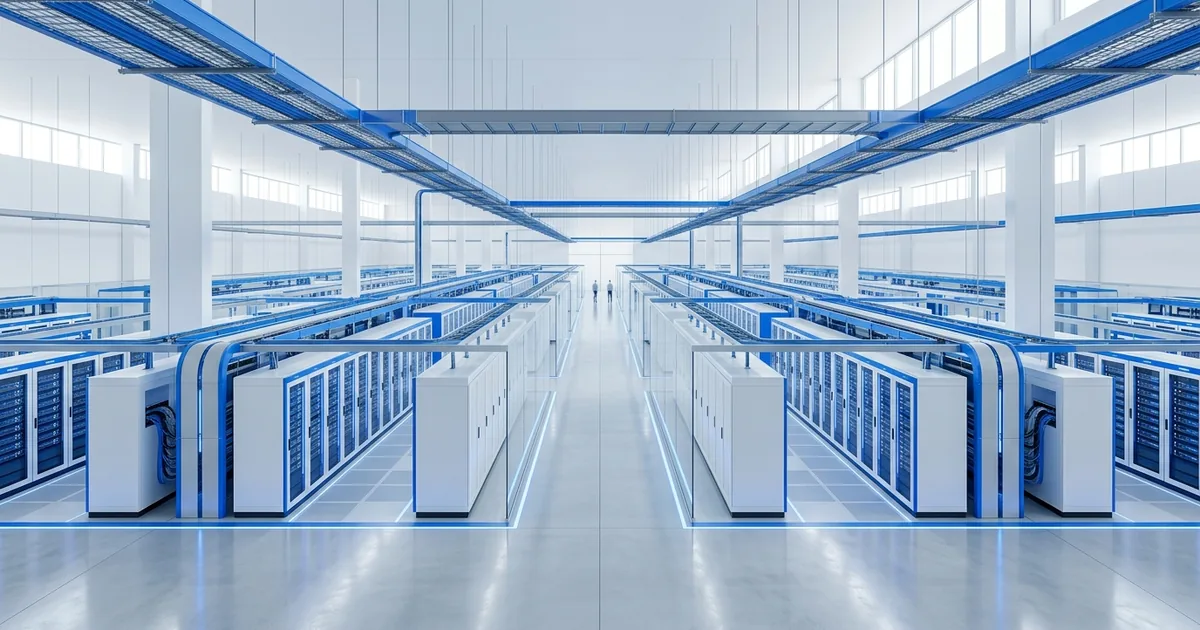 Modern molninfrastruktur med sammankopplade tjänstnoder i ljus minimalistisk miljö