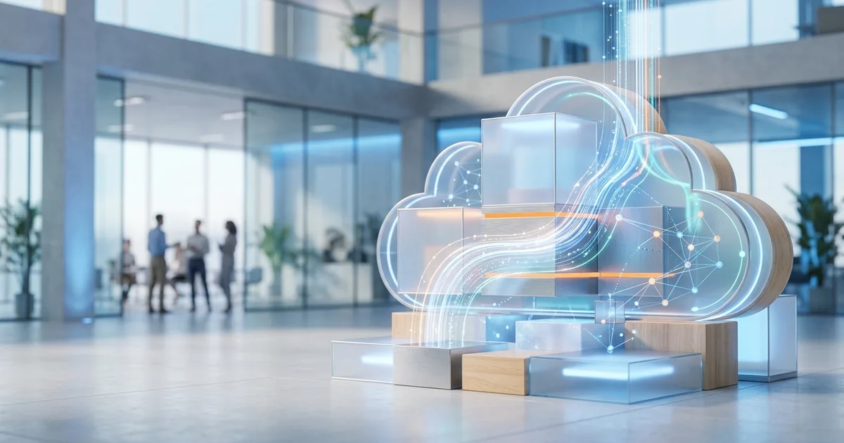 Modern molnteknik-illustration som visar aws-inspired cloud architecture – kopplat till upptäck de bästa managerade aws-tjänsterna för ökad 