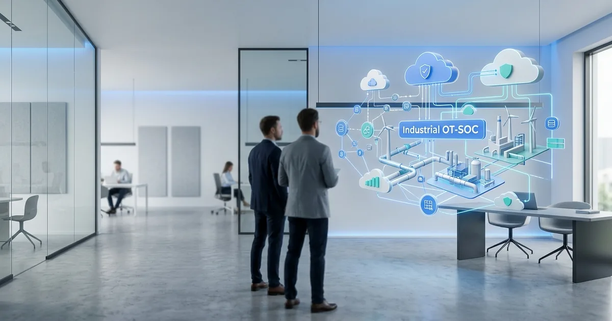 Modern molnteknik-illustration som visar modern scandinavian cloud technology scene – kopplat till vad är ett ot-soc? security operations ce
