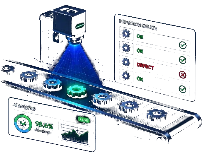 AI-driven visual inspection on a production line with live defect detection