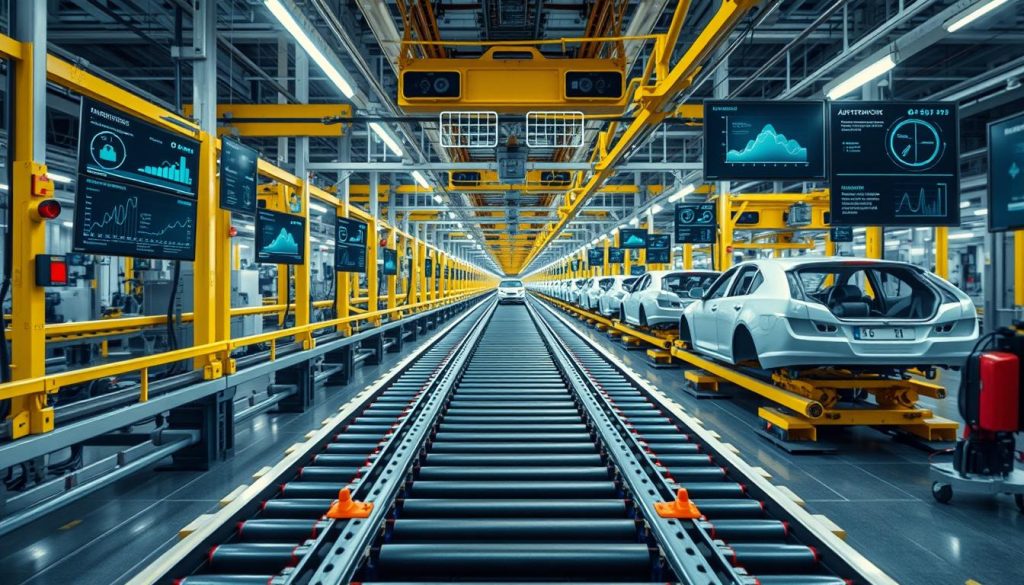 AI system monitoring conveyor system in automotive assembly plant