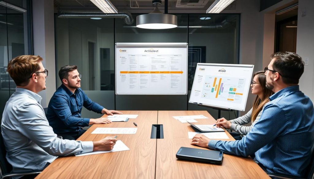 AWS consultant and Opsio team in strategic planning session