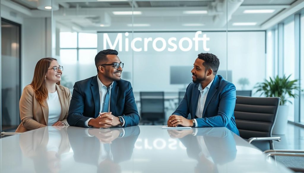 Azure Cloud Consultant collaborating with team members on cloud strategy