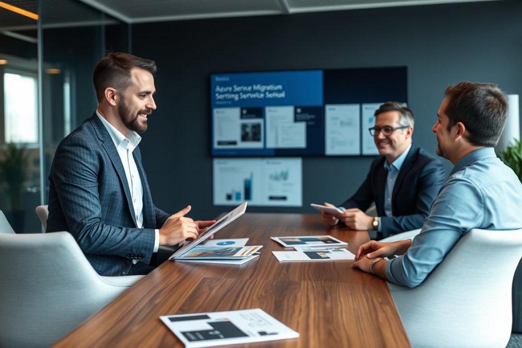 Azure Migration Consultant discussing expanded service offerings with client