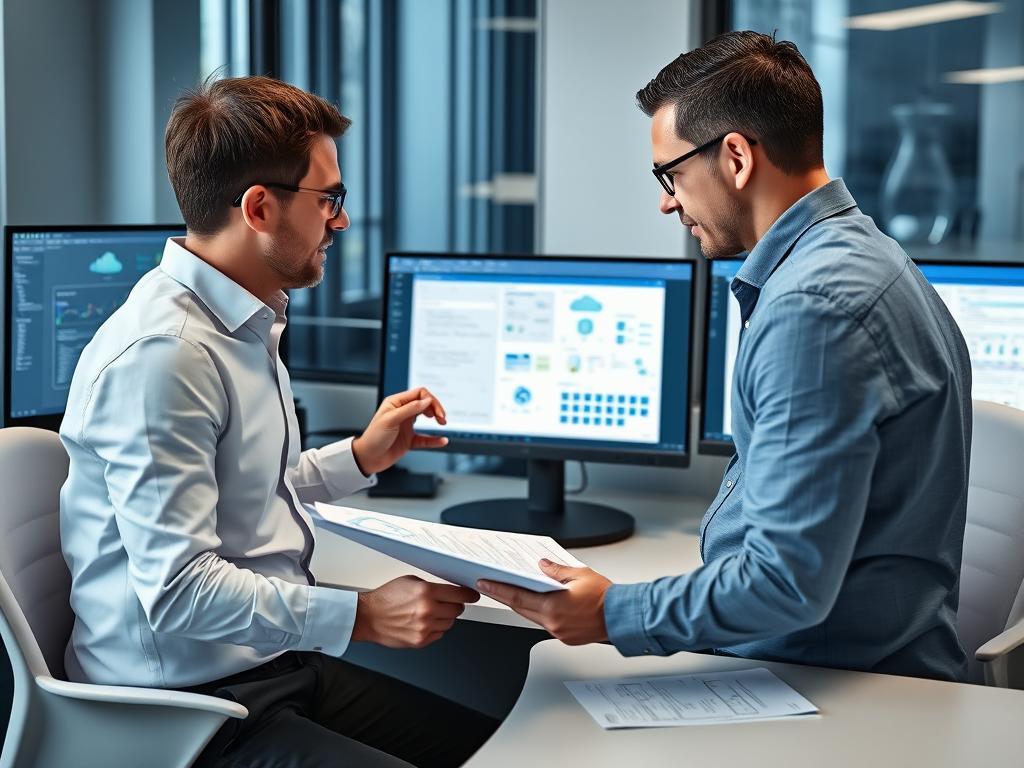 Azure consultant and Opsio specialist collaborating on complex solution
