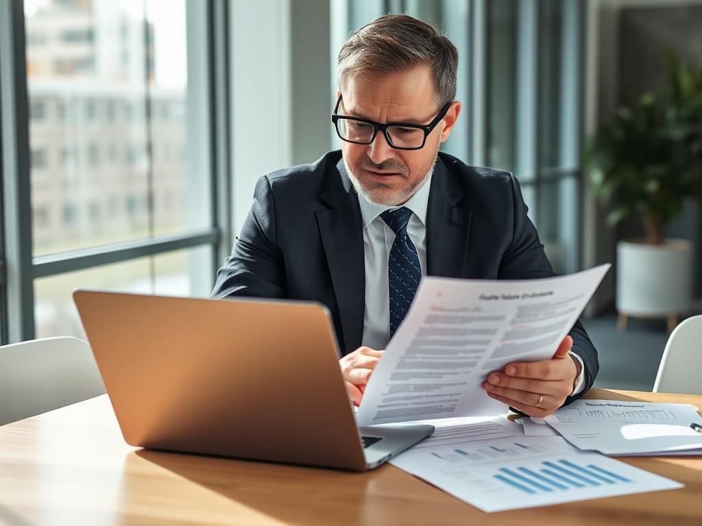 Business executive reviewing cloud security compliance reports