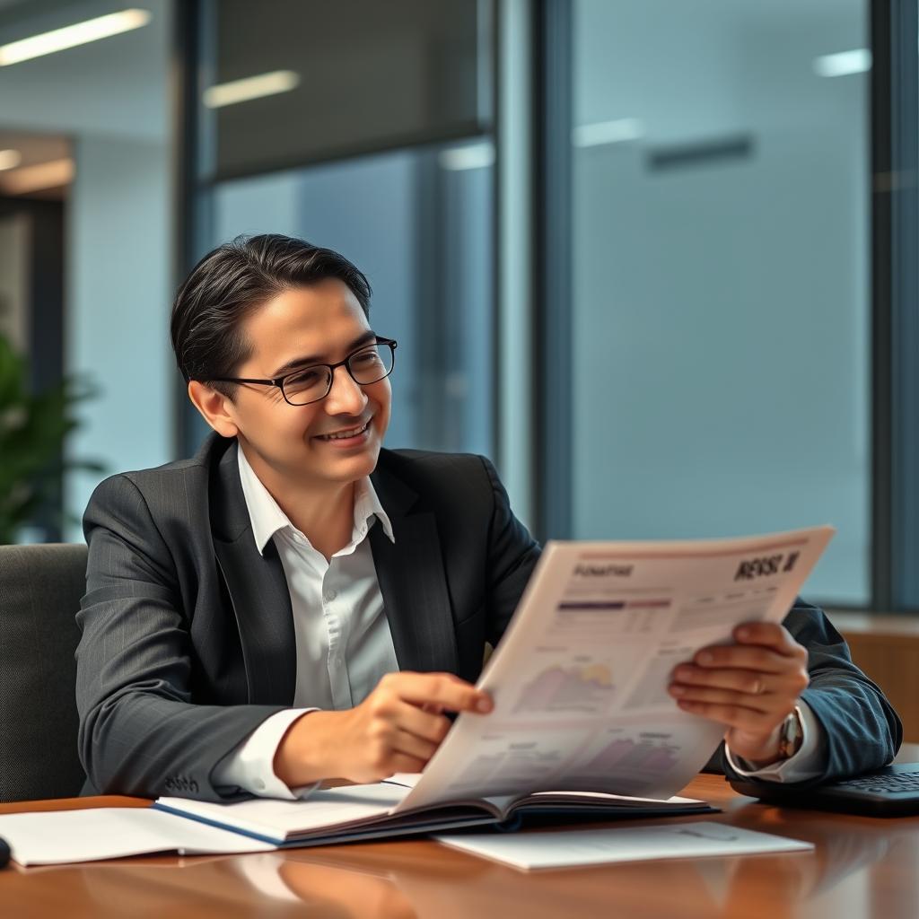 Business executive reviewing cost benefits of managed security services