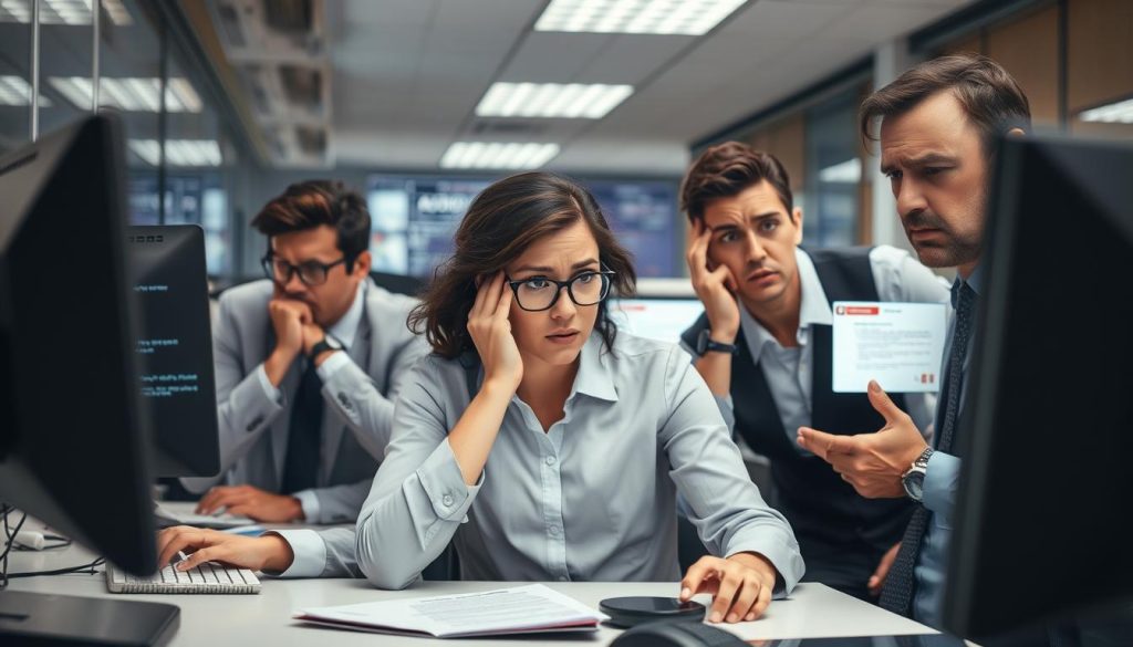 Business experiencing IT system downtime and productivity loss Business experiencing IT system downtime and productivity loss