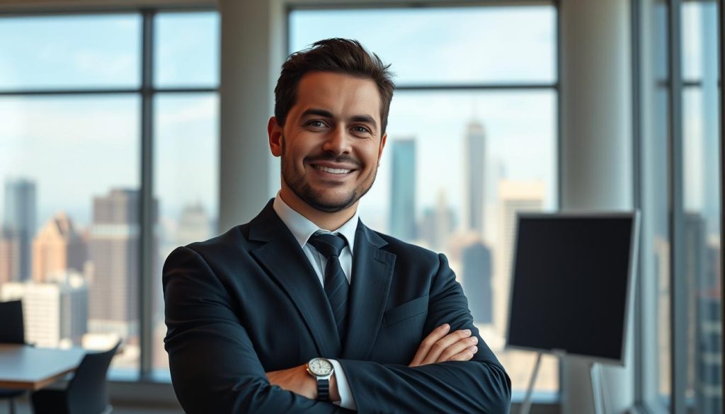 Business leader confidently looking toward future with secure cloud infrastructure
