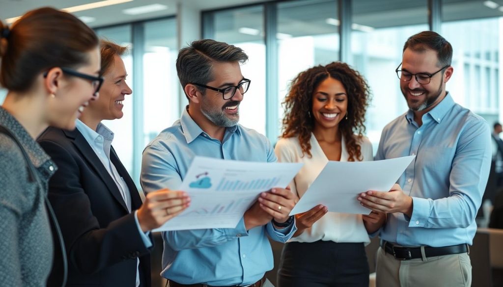 Business leaders reviewing cloud security improvements