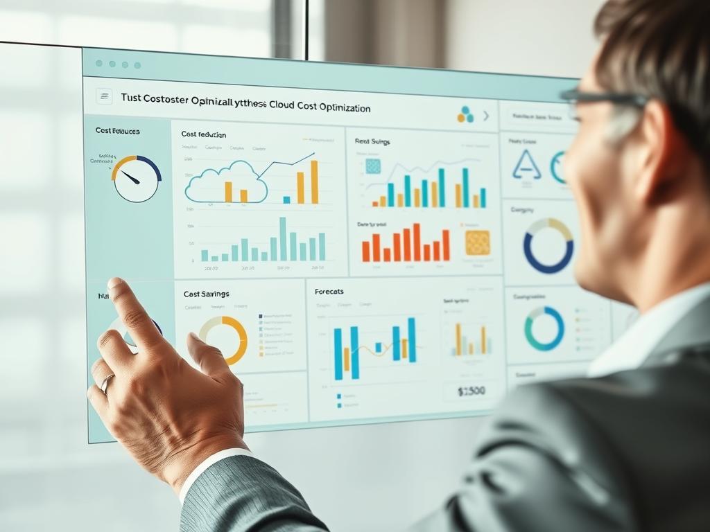 Business professional analyzing cloud cost optimization dashboard