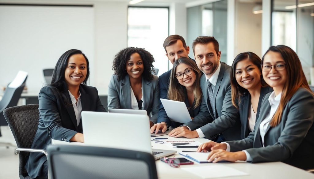 Business team working confidently with Opsio's Managed Endpoint Security protection