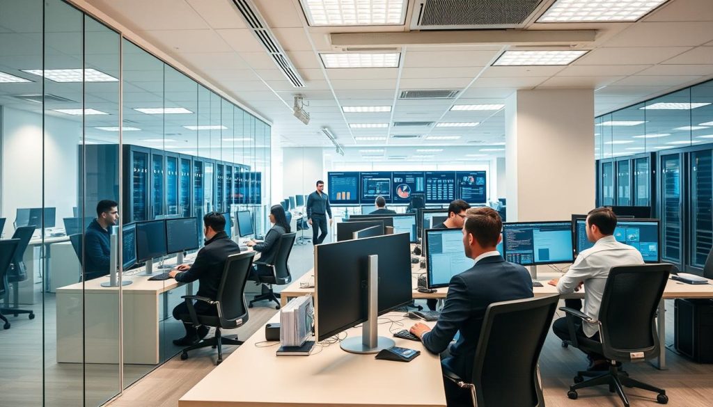 Business team working productively with modern IT infrastructure