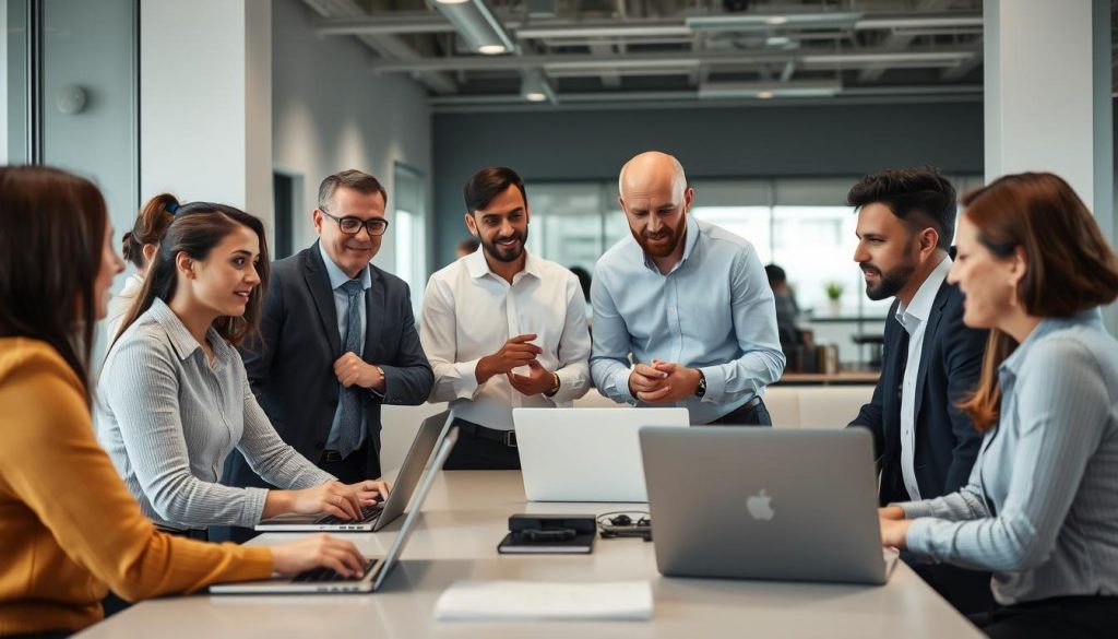 Cloud computing MSP team reviewing improved performance metrics after implementing Opsio