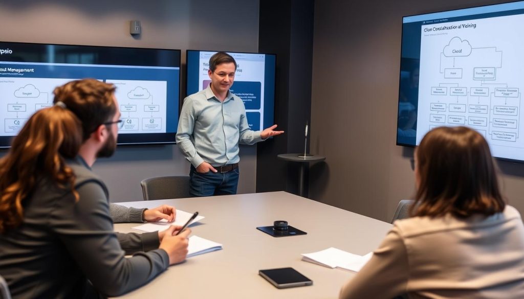 Cloud consultant providing training to client team