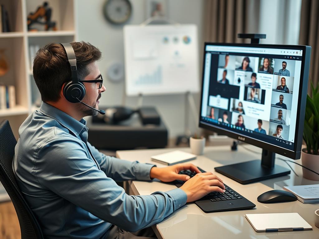 Cloud consulting analyst participating in a virtual training session with Opsio