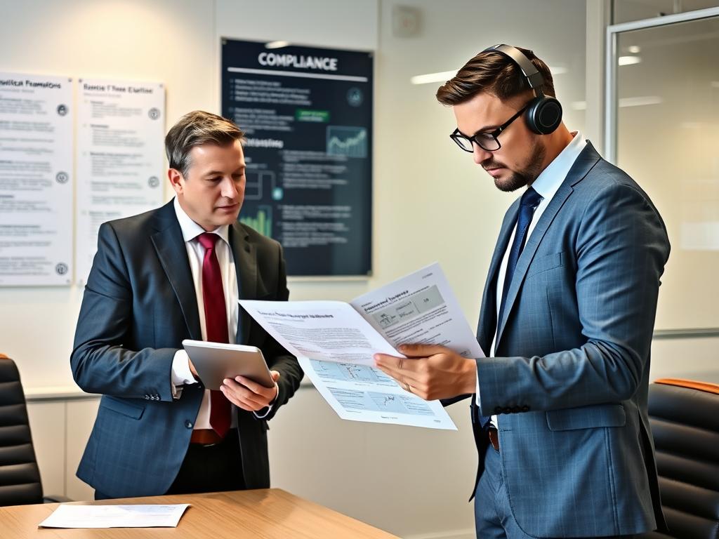 Compliance officer reviewing security documentation