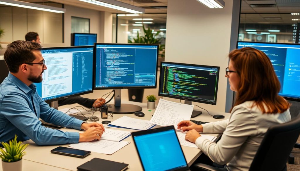 Consultants working on legacy application modernization