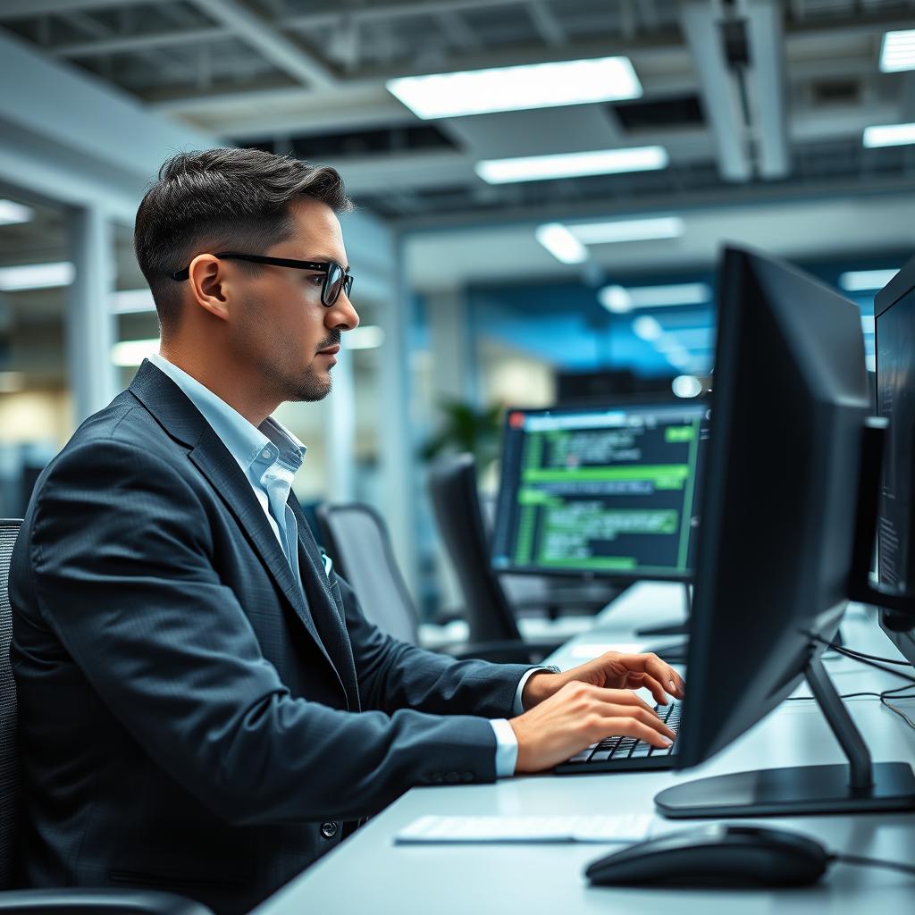 Cybersecurity specialist working on cloud computing MSP security protocols