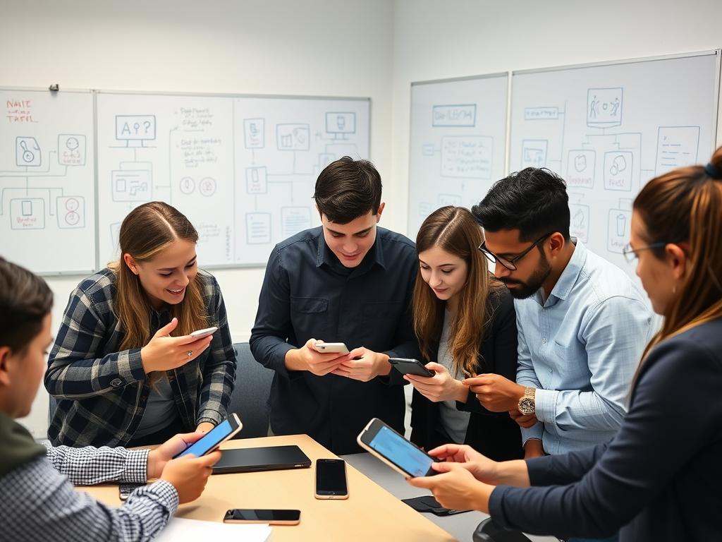 Cybersecurity team conducting mobile application security testing