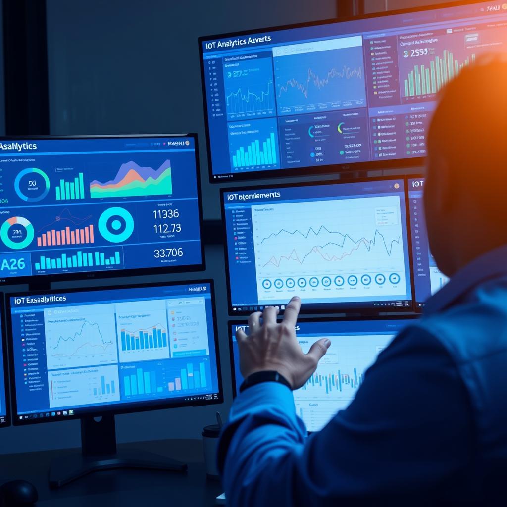 Data analytics dashboard showing IoT system performance metrics and optimization opportunities