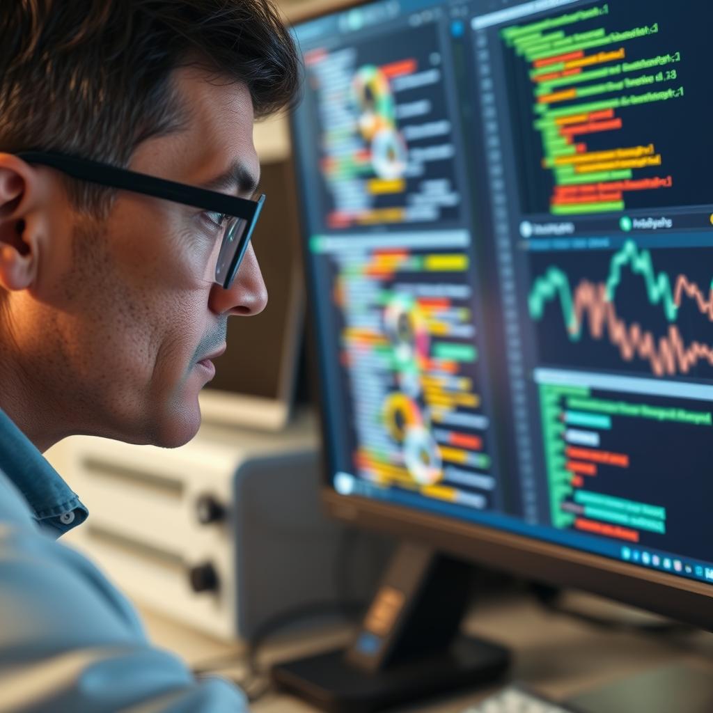 Data scientist analyzing machine learning algorithms