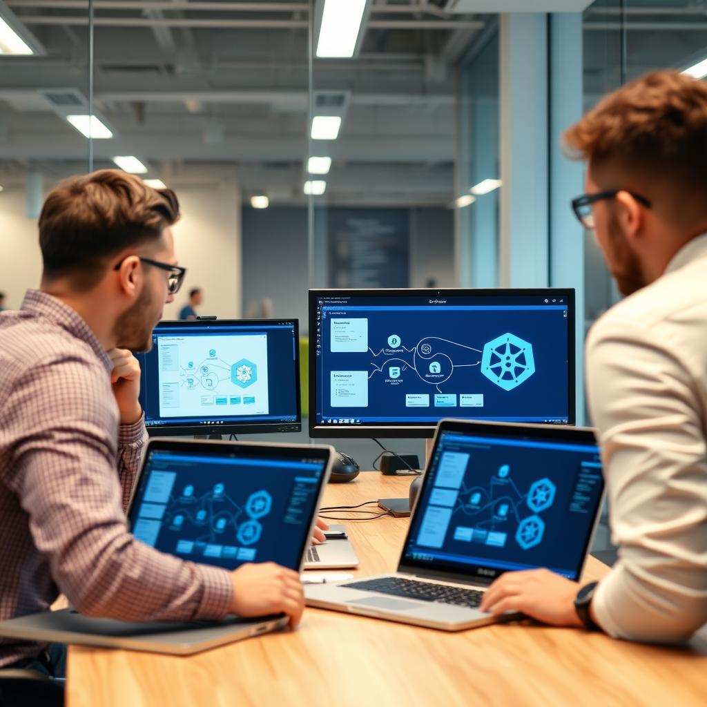 DevOps engineer configuring Kubernetes cluster with client team