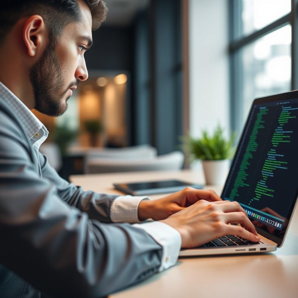 Engineer working on AWS CloudFormation templates for infrastructure automation