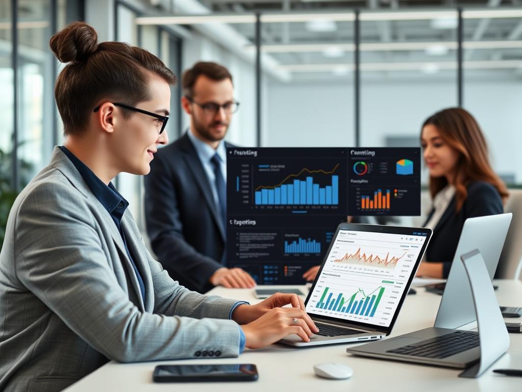 Financial professionals using secure cloud banking applications