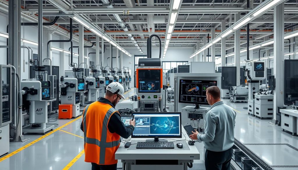 Future-focused manufacturing facility with integrated AI vision inspection systems