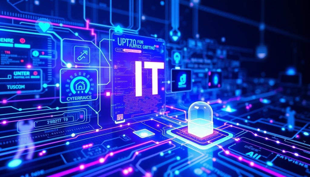 Futuristic visualization of AI and automation in IT services