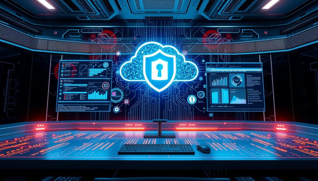 Futuristic visualization of AI-driven cloud security automation