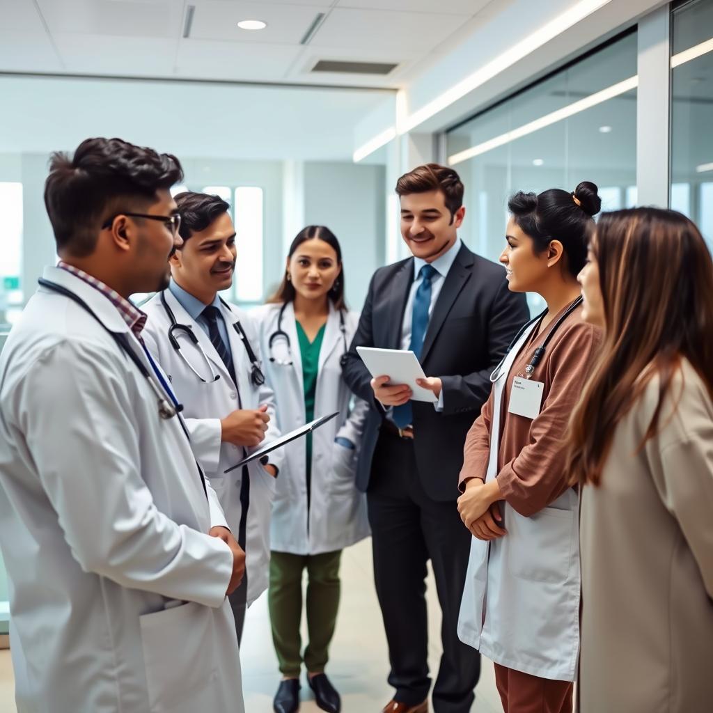 Healthcare consultants from Opsio consultancy discussing with medical professionals in Bangalore