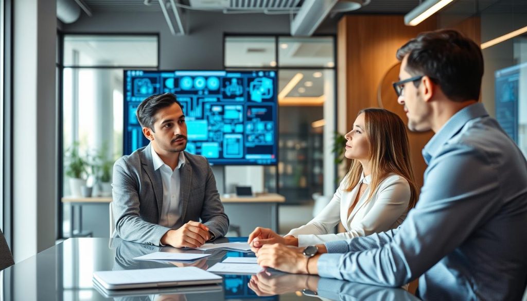 IT Services and IT Consulting professional team meeting with business clients IT Services and IT Consulting professional team meeting with business clients