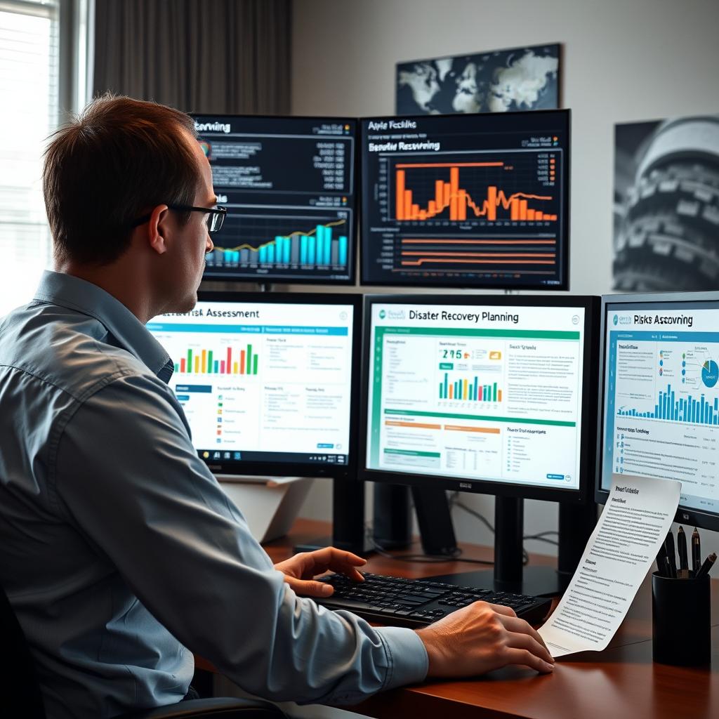 IT consultant performing risk assessment for disaster recovery planning
