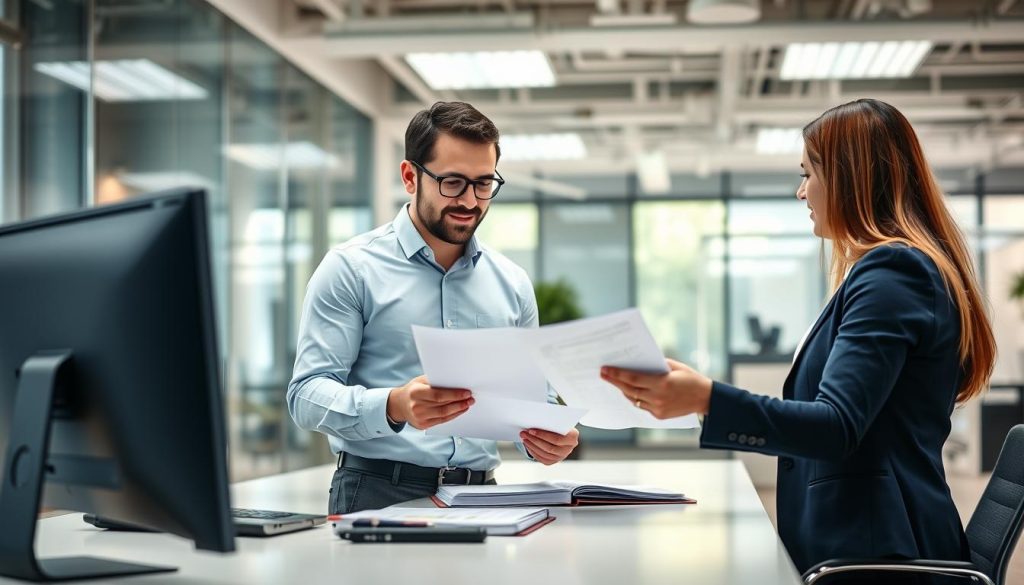 IT professional from a local managed service provider meeting with business client