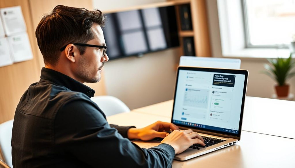 IT professional using Opsio's vulnerability assessment platform