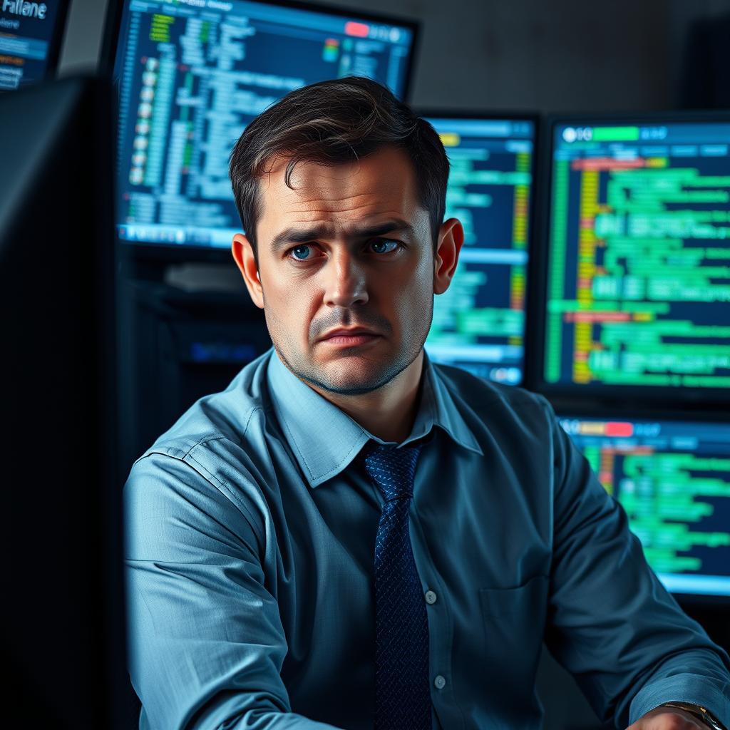 IT security professional looking overwhelmed by multiple security alerts