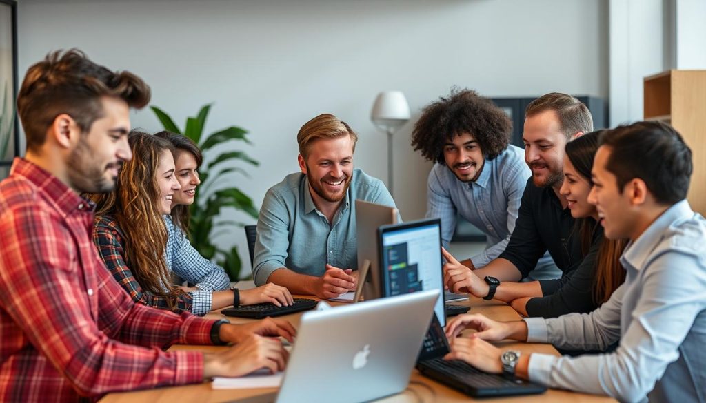 IT team collaborating more effectively with Opsio