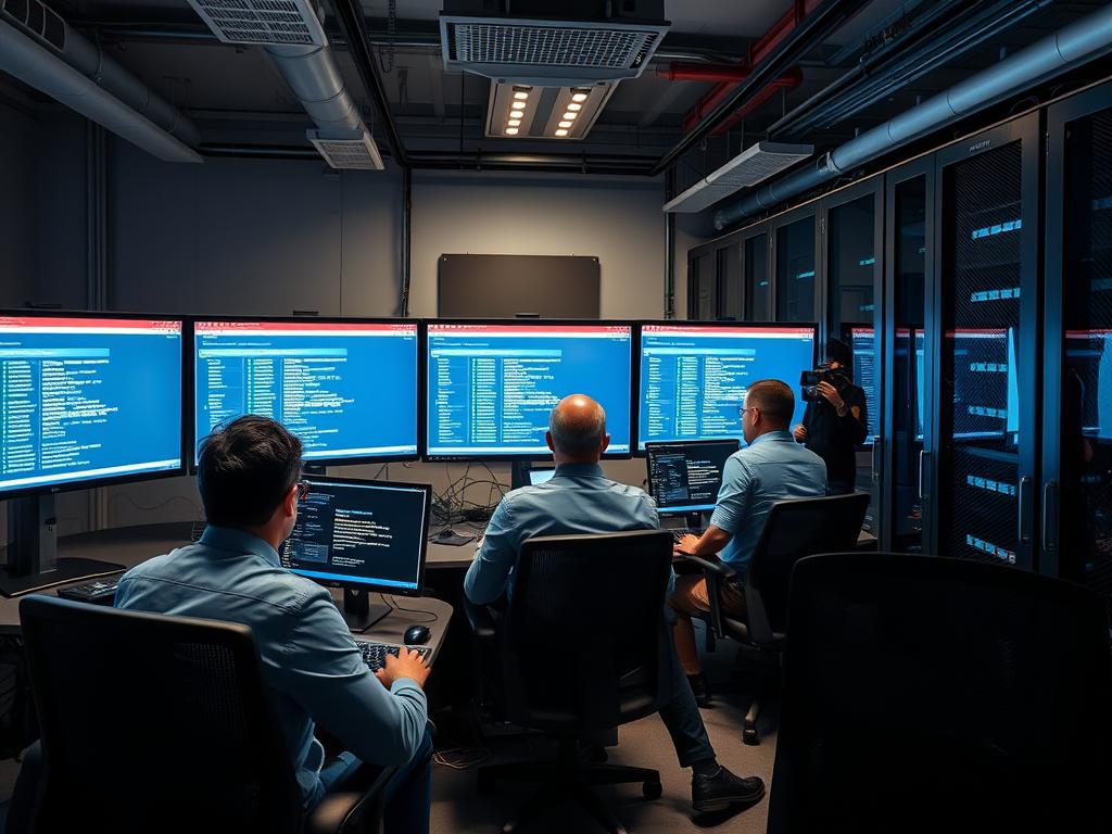 IT team conducting disaster recovery testing exercise