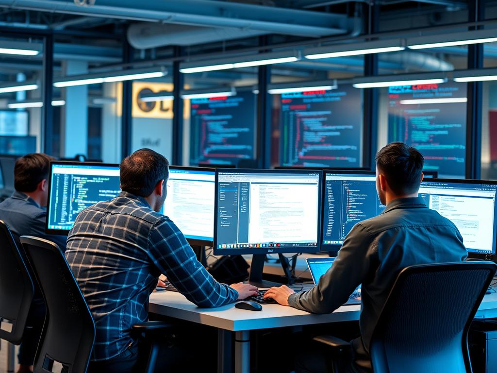 IT team implementing security improvements