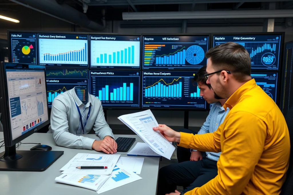 IT team reviewing backup and disaster recovery metrics and planning improvements