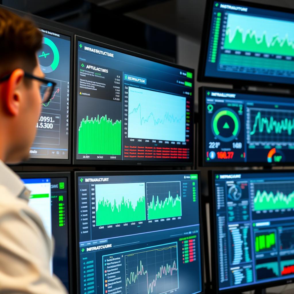 Infrastructure monitoring dashboard showing system performance metrics