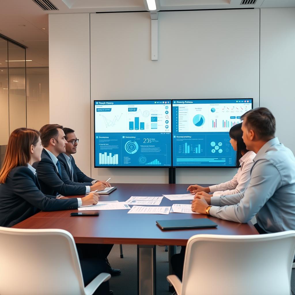 IoT strategy development session with business professionals reviewing IoT roadmap