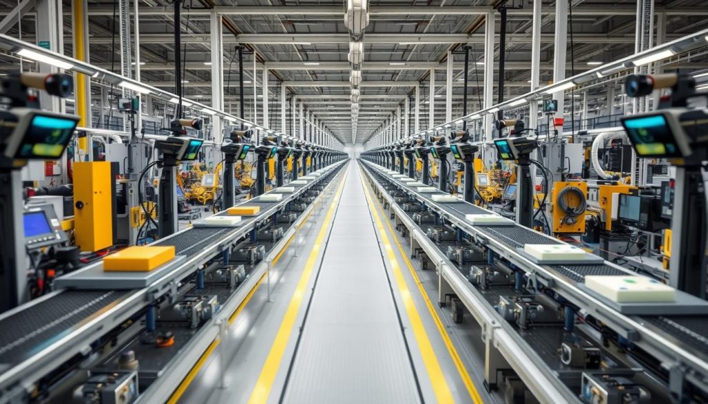 Multiple manufacturing production lines using the same AI vision inspection system